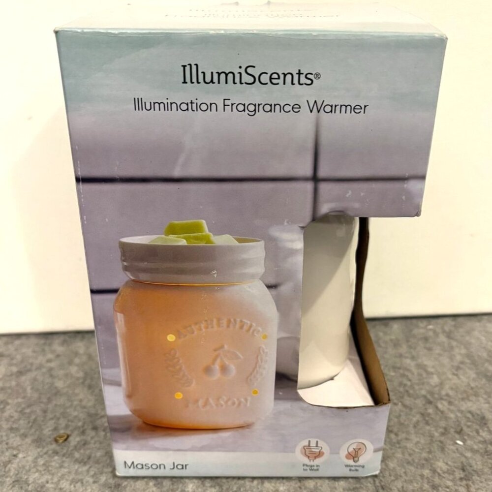 IllumiScents Fragrance Warmer New In Box of a White Mason Jar  # 3296